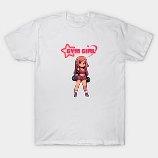 Dumbbell Babe Gym Girl | Japanese Anime Illustration T-Shirt